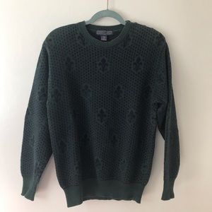 Vintage Herman Geist "Fleur de Lis" Green Sweater